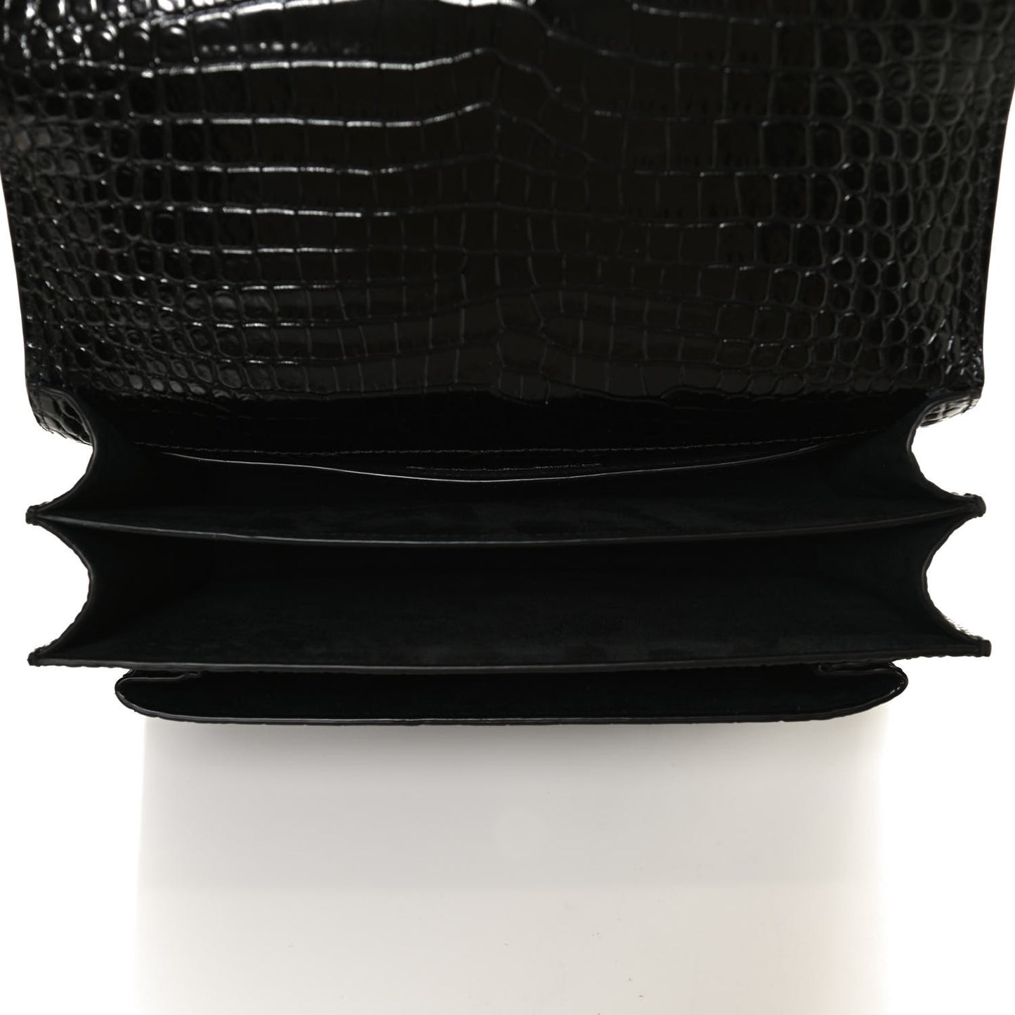 Calfskin Crocodile Embossed Medium Monogram Sunset Black
