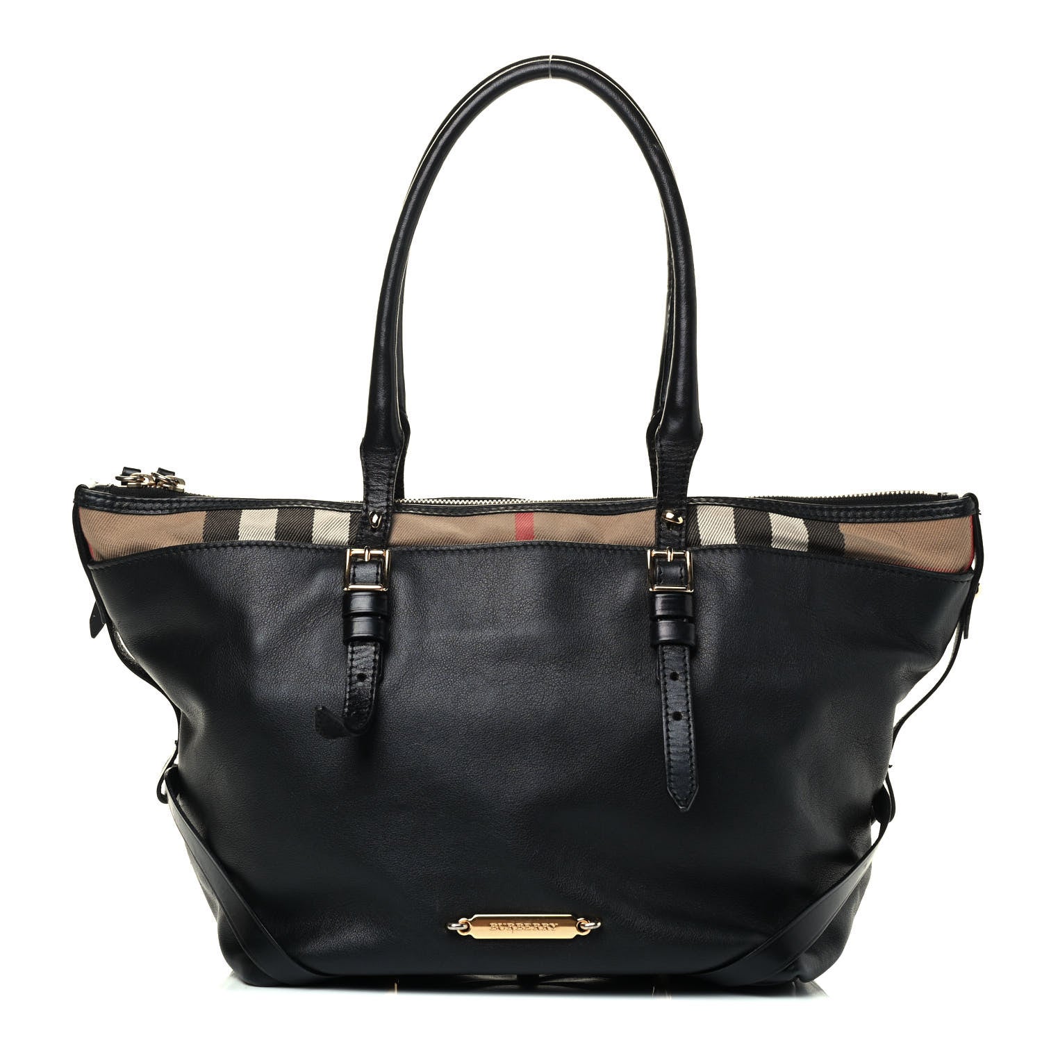 Burberry Calfskin House Check Small Salisbury Tote Black 1 of 4