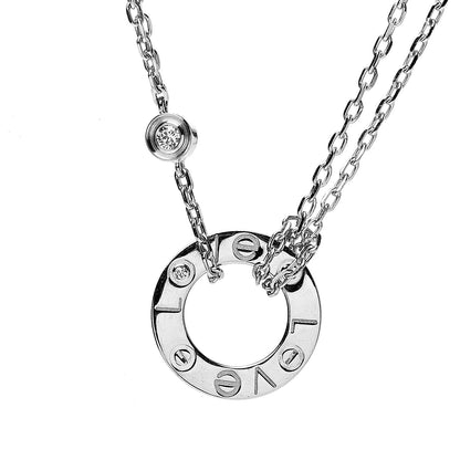 Cartier 18K White Gold 2 Diamond LOVE Necklace 7 of 7