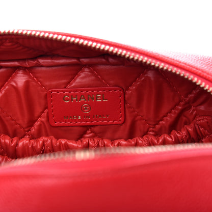 Chanel Caviar Quilted Medium Curvy Pouch Cosmetic Case Red 6 of 8