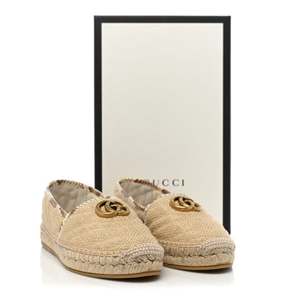 Gucci Straw Elaphe Matelasse GG Marmont Espadrilles 38.5 Natural Cream Brown 10 of 10