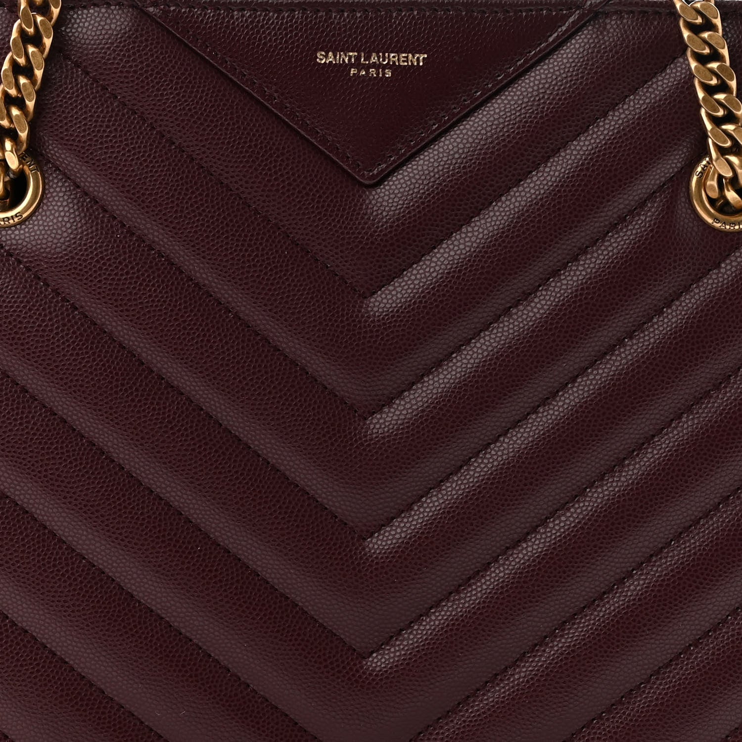 Saint Laurent Grain de Poudre Matelasse Chevron Small Tribeca Shopping Bag Rouge Legion 9 of 11