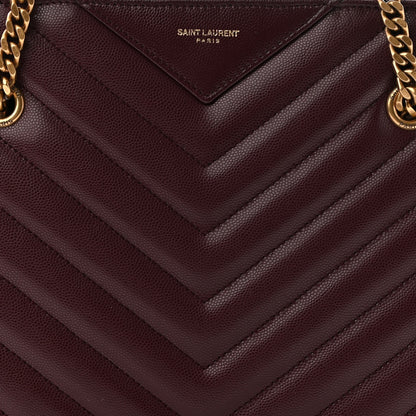Saint Laurent Grain de Poudre Matelasse Chevron Small Tribeca Shopping Bag Rouge Legion 9 of 11