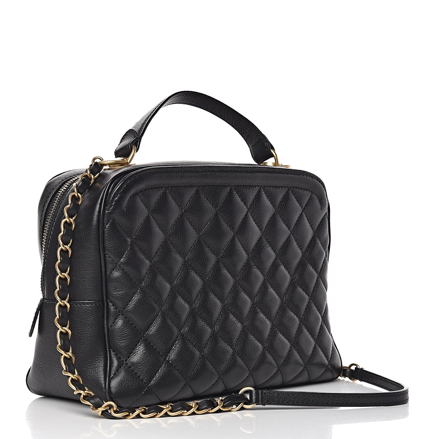 Chanel Calfskin Quilted CC Medium Vanity Case Black 3 of 12