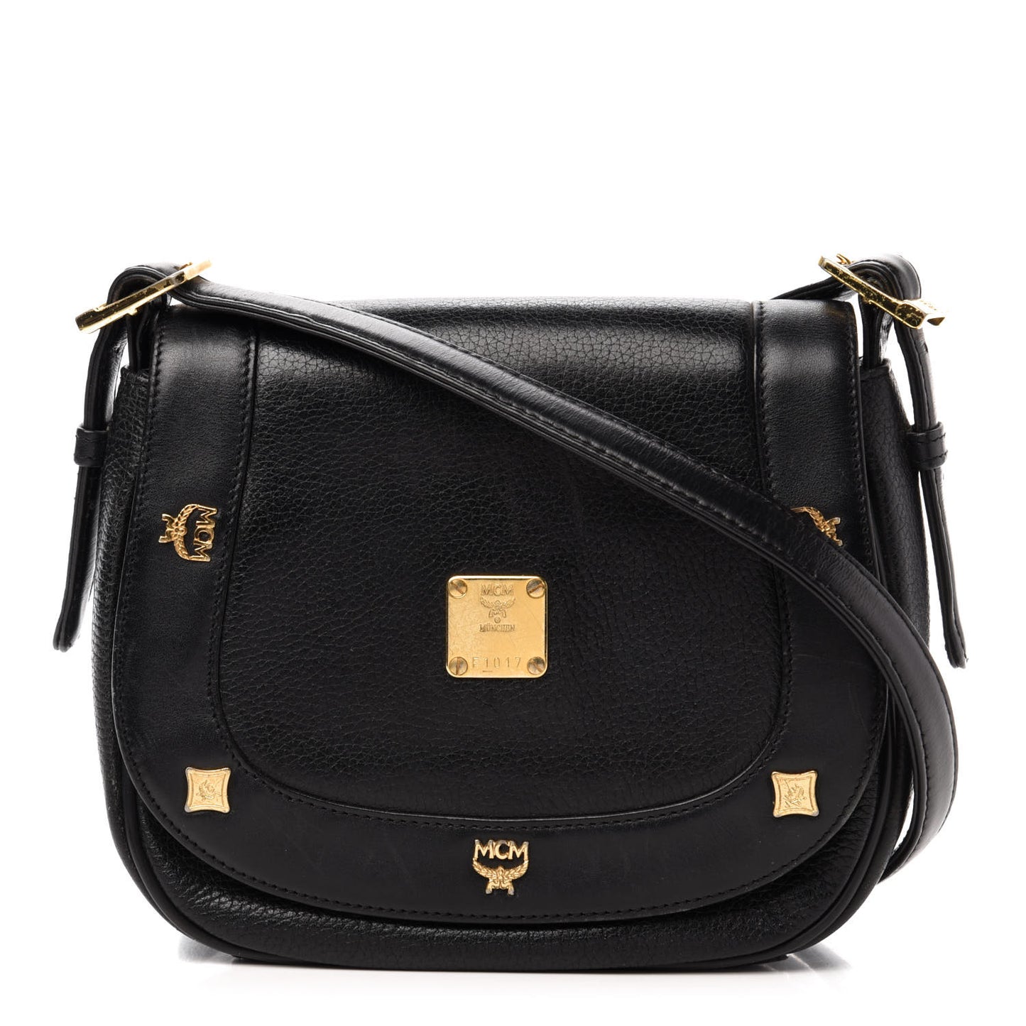 Saffiano Studded Crossbody Black