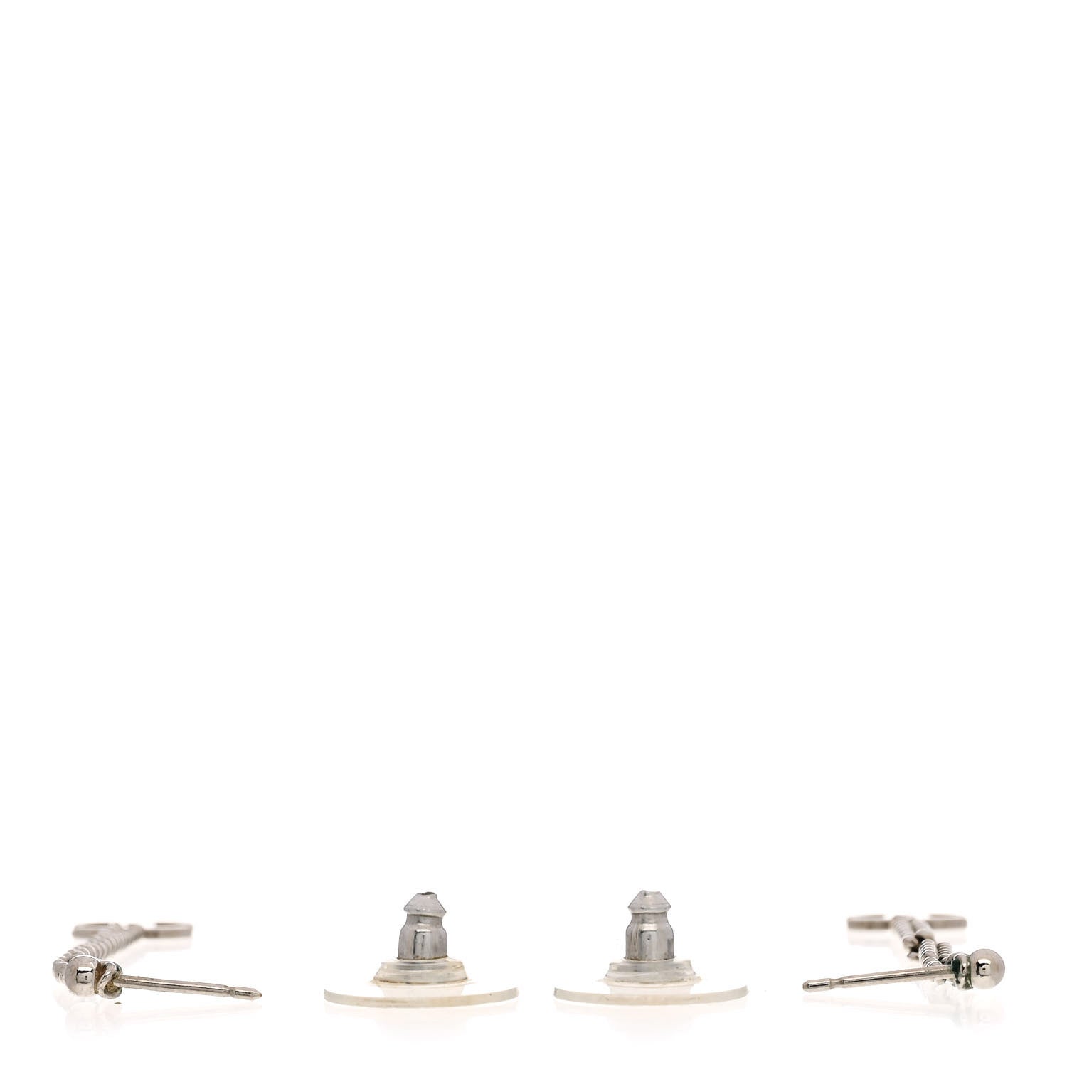 Chanel CC Long Drop Earrings Silver 3 of 4
