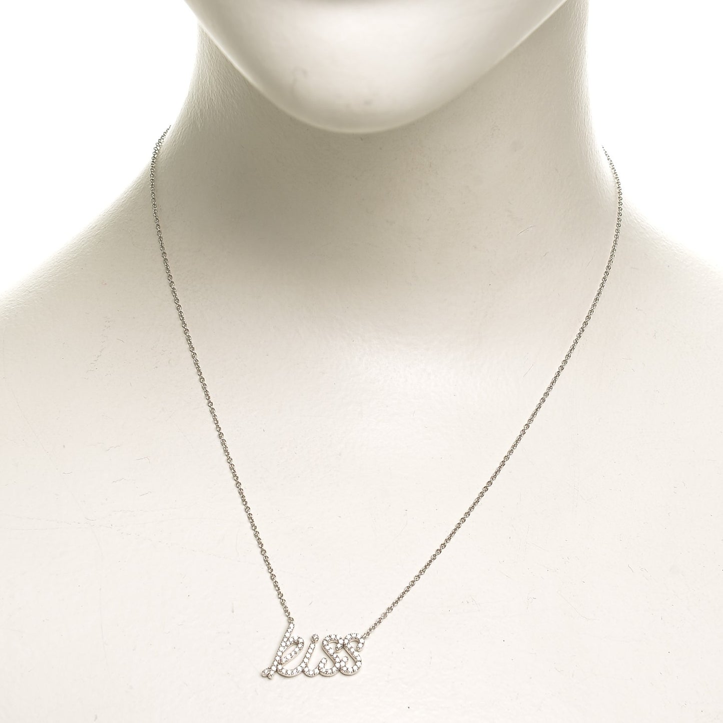 18K White Gold Diamond Kiss Pendant Necklace