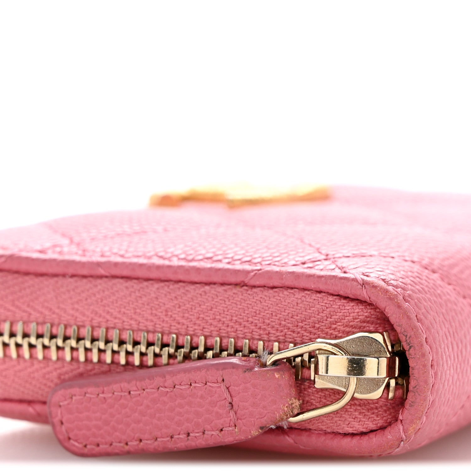 Chanel Caviar Quilted Textured CC Zip Around Coin Purse Pink 8 of 10