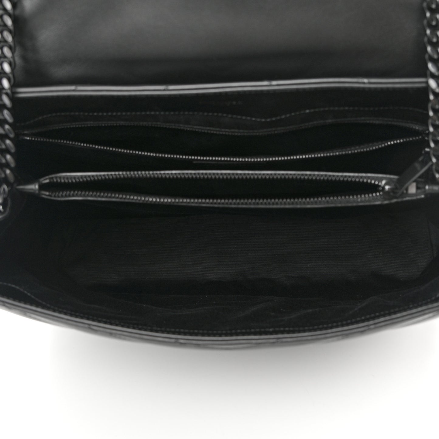 Calfskin Y Quilted Monogram Monochrome Large Loulou Chain Satchel Black