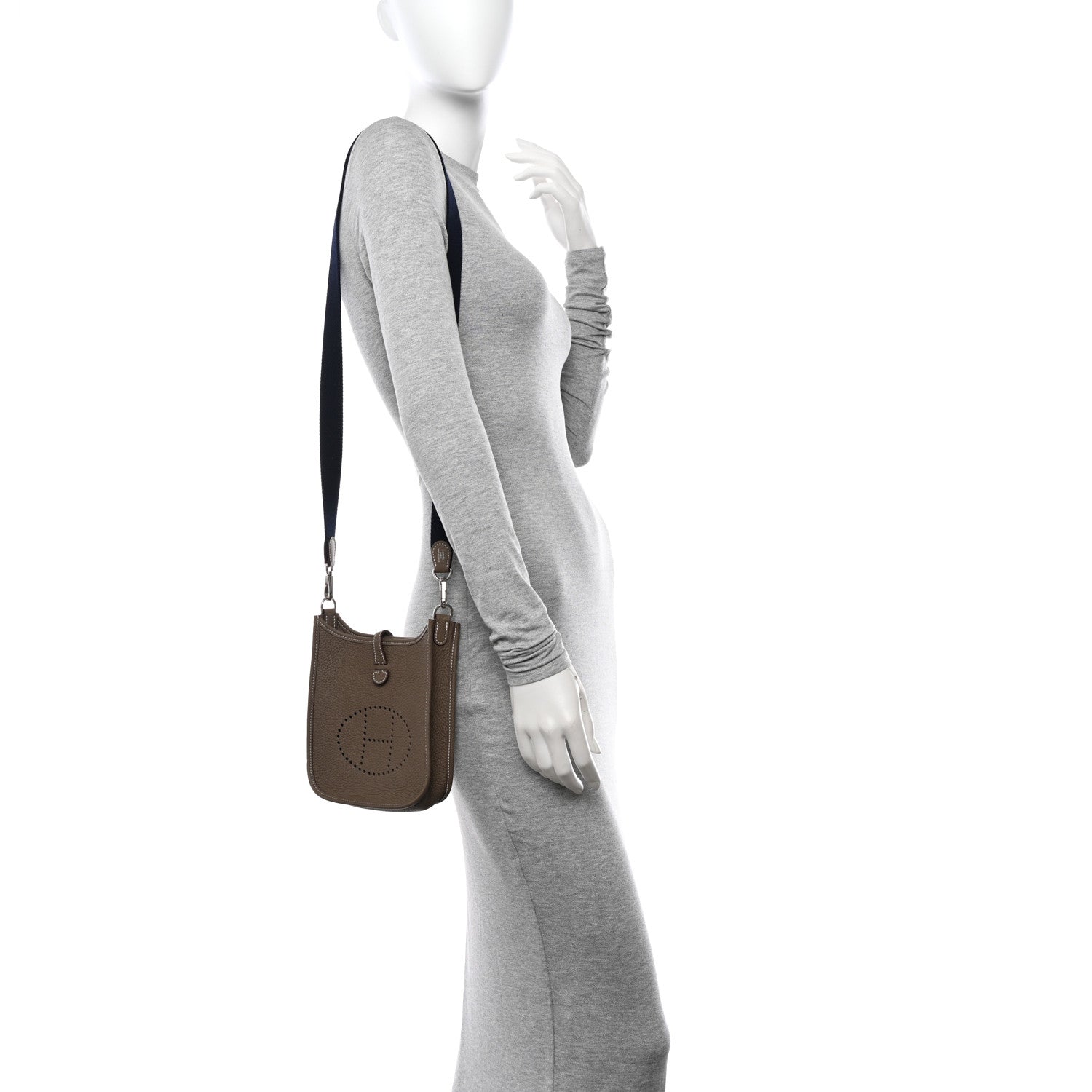 Hermes Taurillon Clemence Amazone Evelyne TPM Etoupe Bleu Indigo 2 of 11