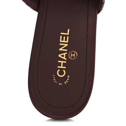 Chanel Lambskin Quilted CC Chain Mules 37 Burgundy Black 7 of 10