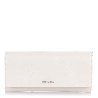 Prada Saffiano Bi-Color Chain Wallet Talco Nero Black 1 of 6