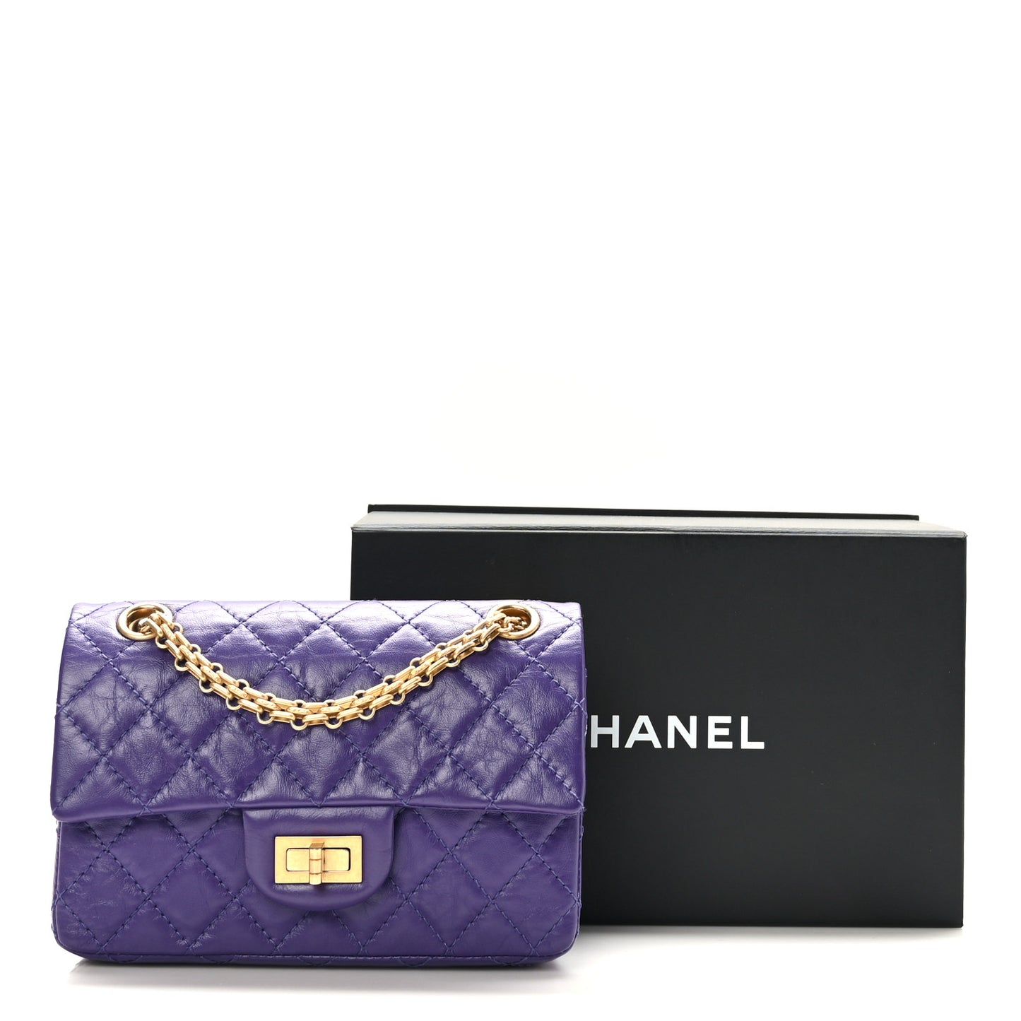 Aged Calfskin Quilted 2.55 Reissue Mini Flap Purple