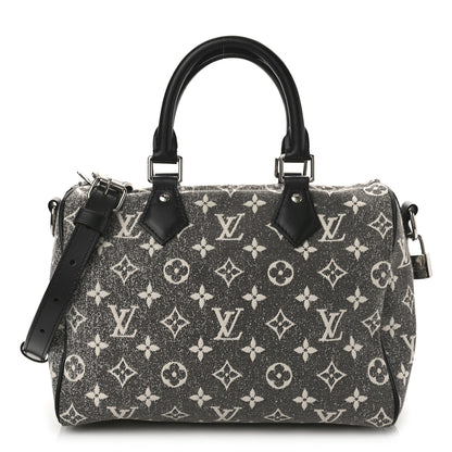 Louis Vuitton Denim Monogram Jacquard Speedy Bandouliere 25 Black 1 of 8