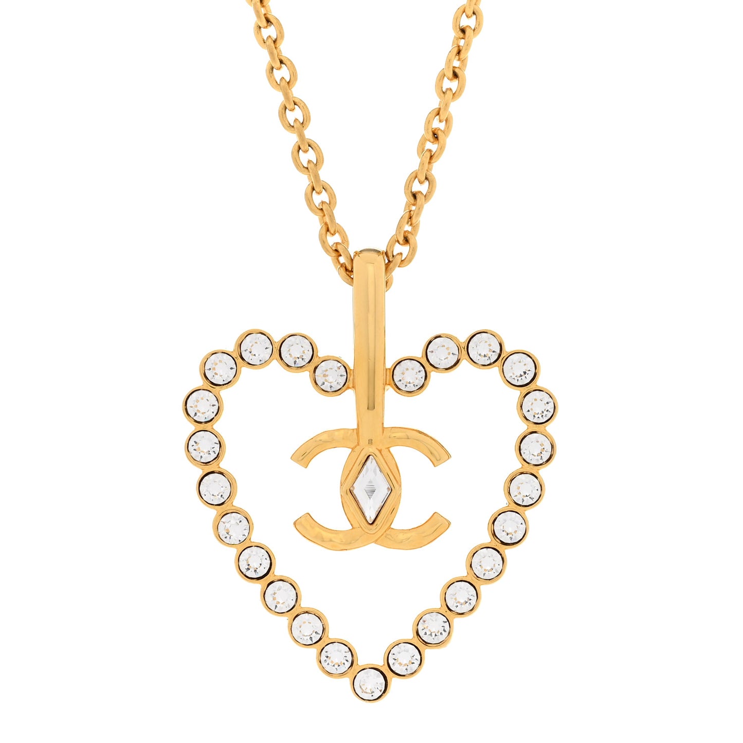 Crystal CC Heart Necklace Gold