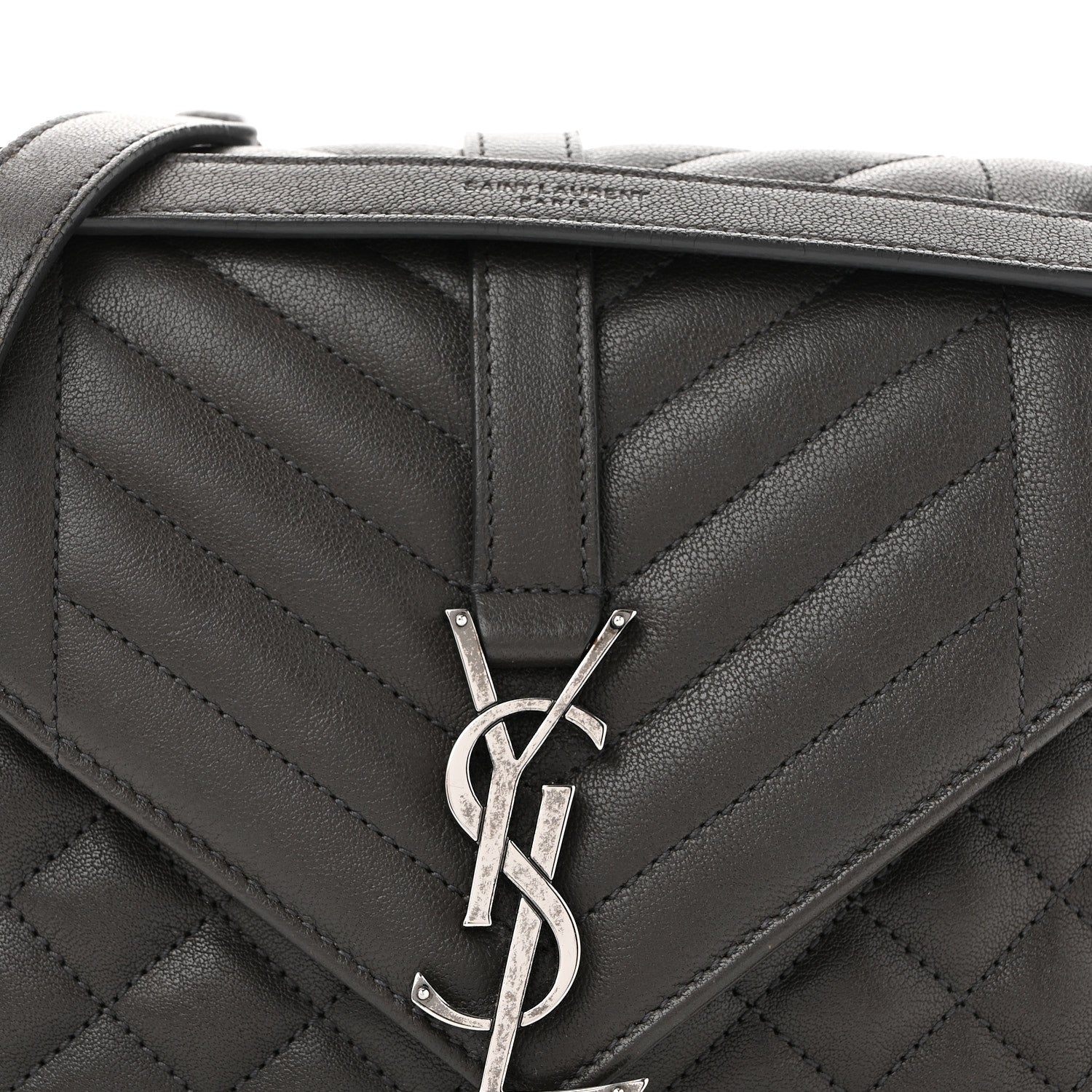 Saint Laurent Sheepskin Tri-Quilt Monogram Medium College Bag Coal 8 of 12