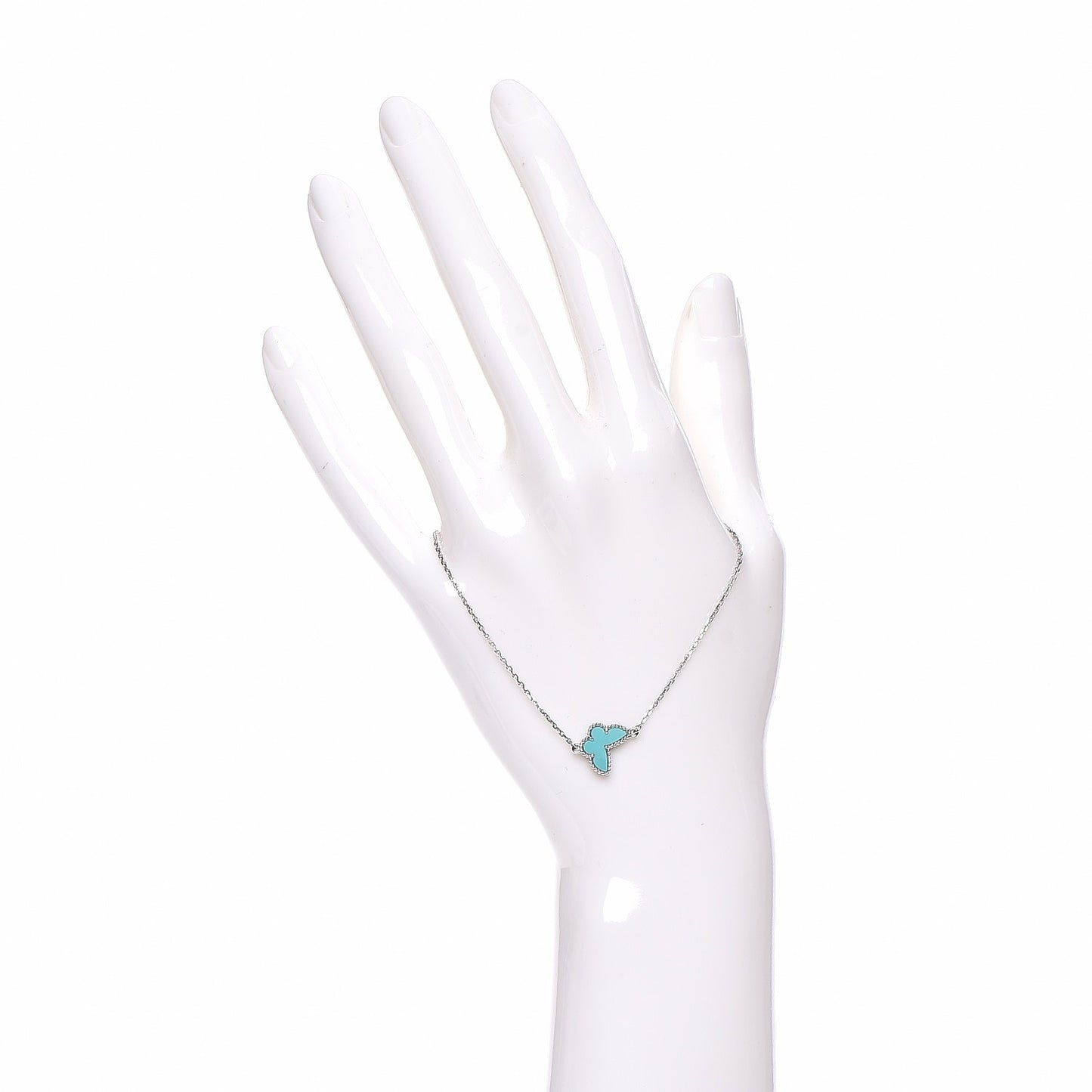 18K White Gold Turquoise Sweet Alhambra Butterfly Bracelet