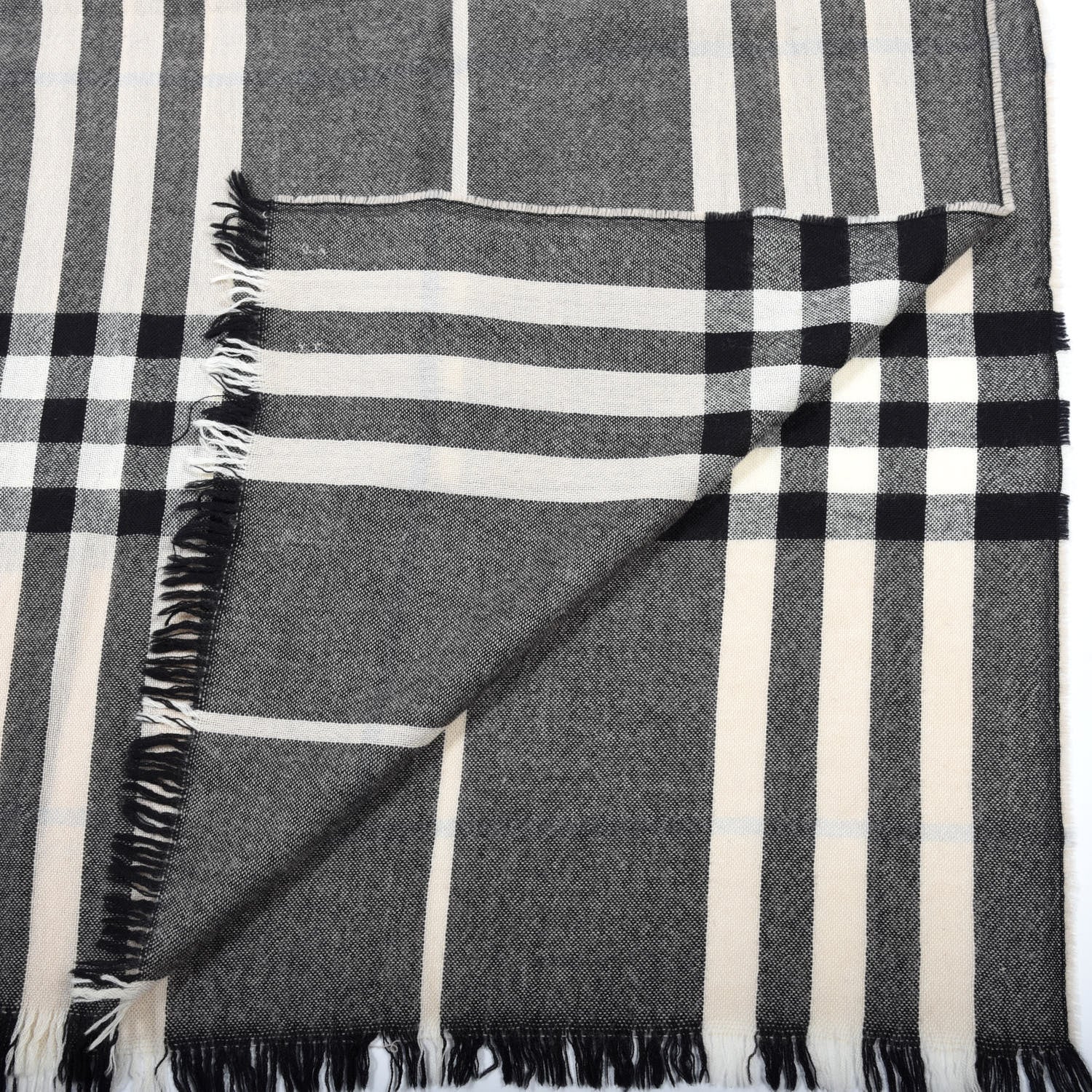 Burberry Silk Wool Giant Check Scarf Charcoal 5 of 5