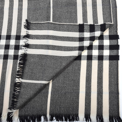 Burberry Silk Wool Giant Check Scarf Charcoal 5 of 5