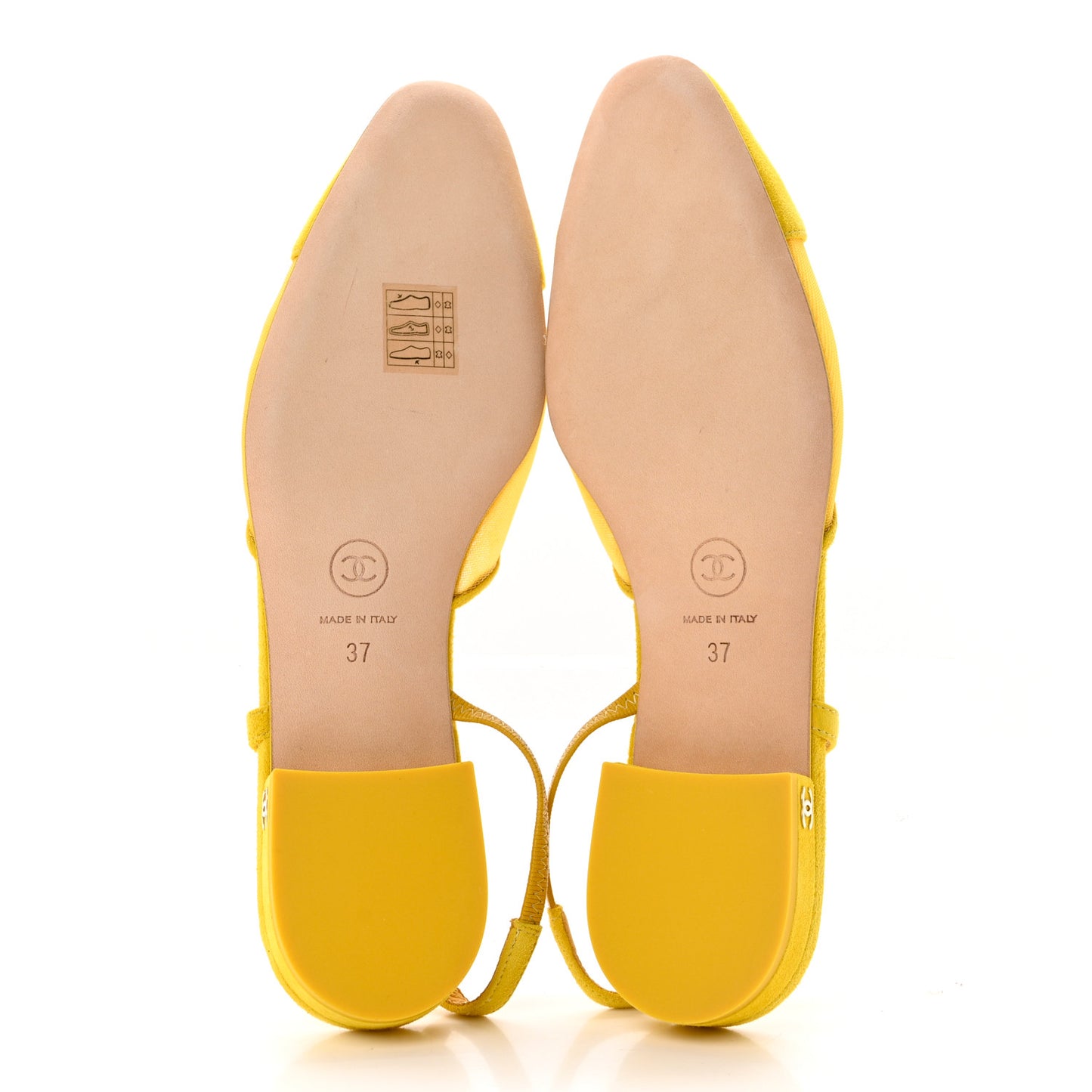 Mesh Suede Kidskin Cap Toe CC Slingback Flat 37 Yellow