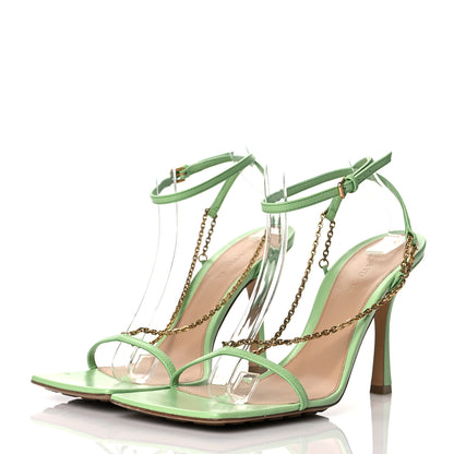 Bottega Veneta Lambskin Stretch Chain Strap 90mm Sandals 39.5 Pistachio 3 of 9
