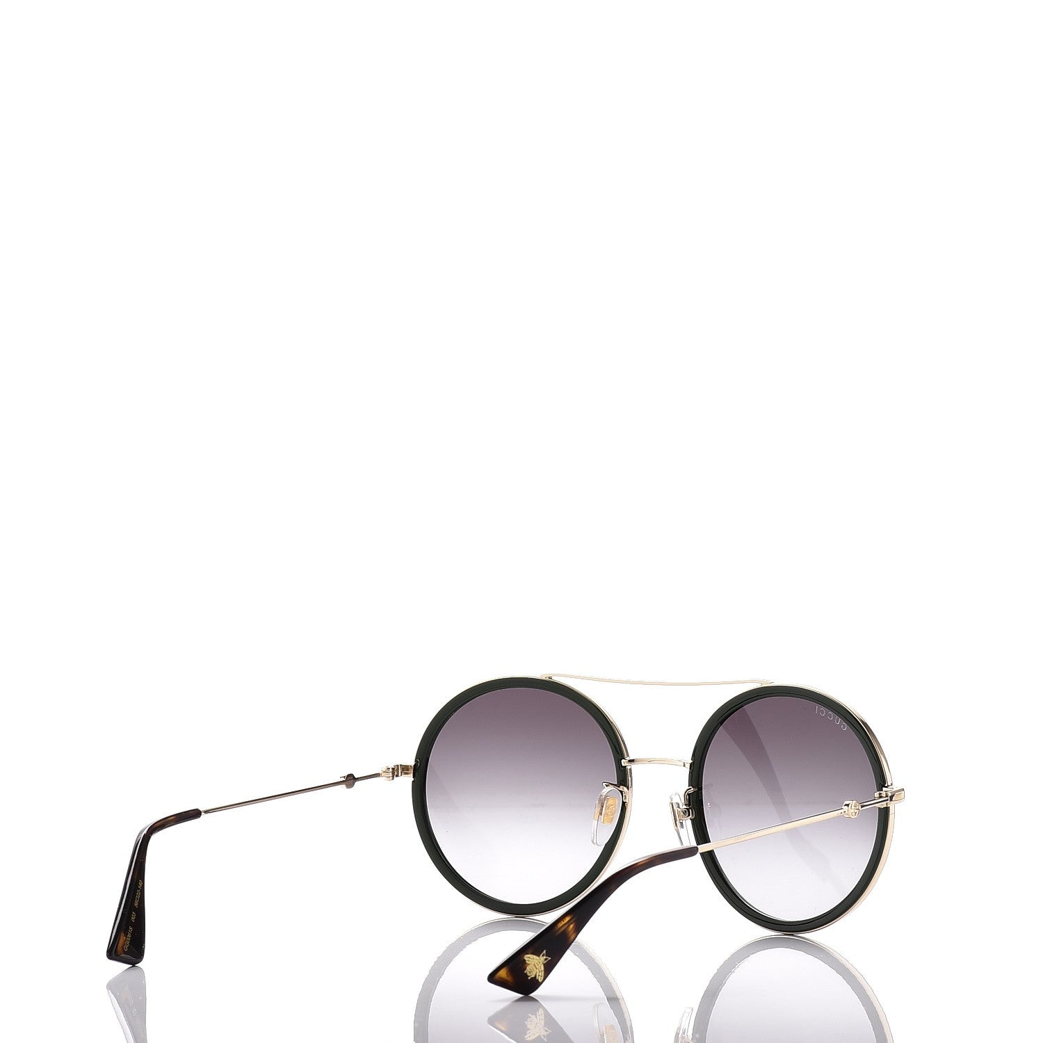 Gucci Round Frame Sunglasses GG0061S Gold Green 4 of 9
