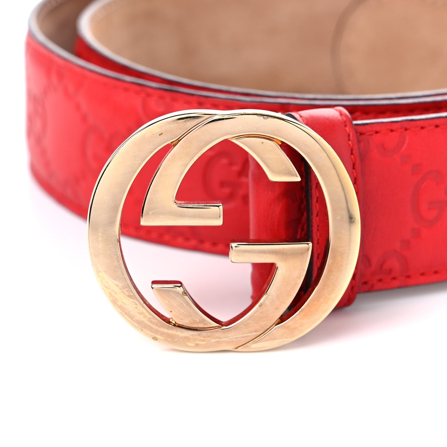 Gucci Guccissima Signature Interlocking G 37mm Belt 90 36 Rosso 8 of 8