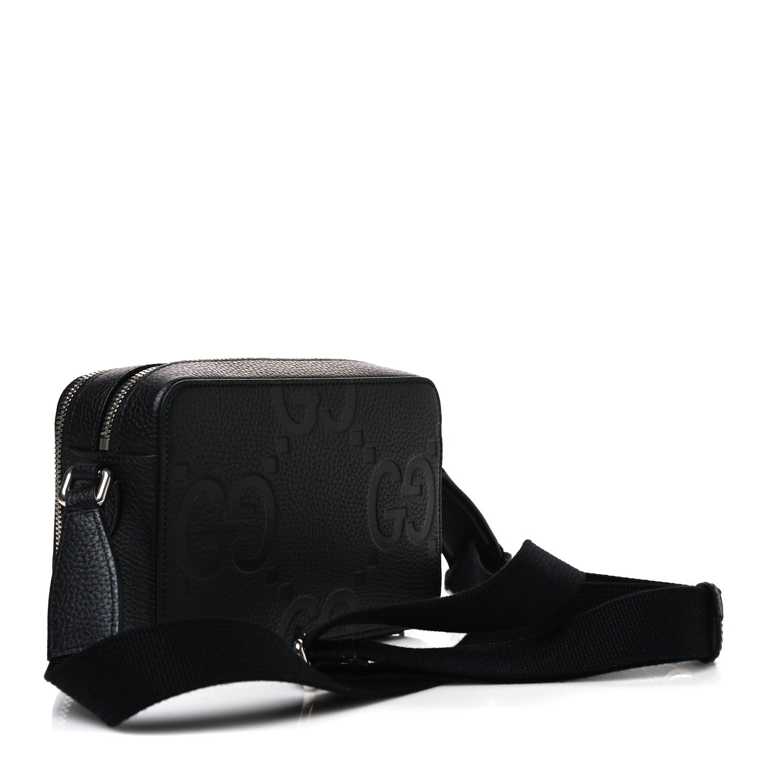 Gucci Piuma Calfskin Jumbo GG Embossed Super Mini Messenger Bag Black 3 of 10