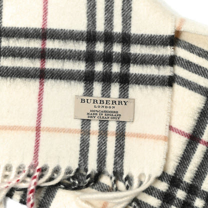 Burberry Cashmere House Check Fringe Scarf White 3 of 3