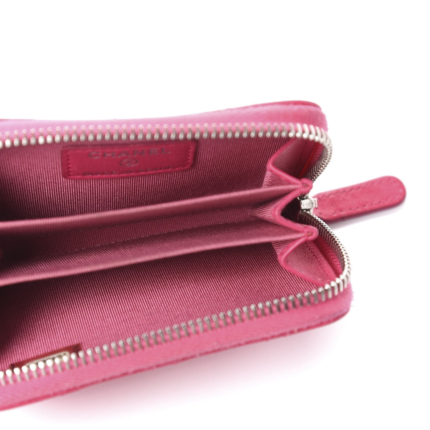 Lambskin Quilted Zip Around Coin Purse Pink