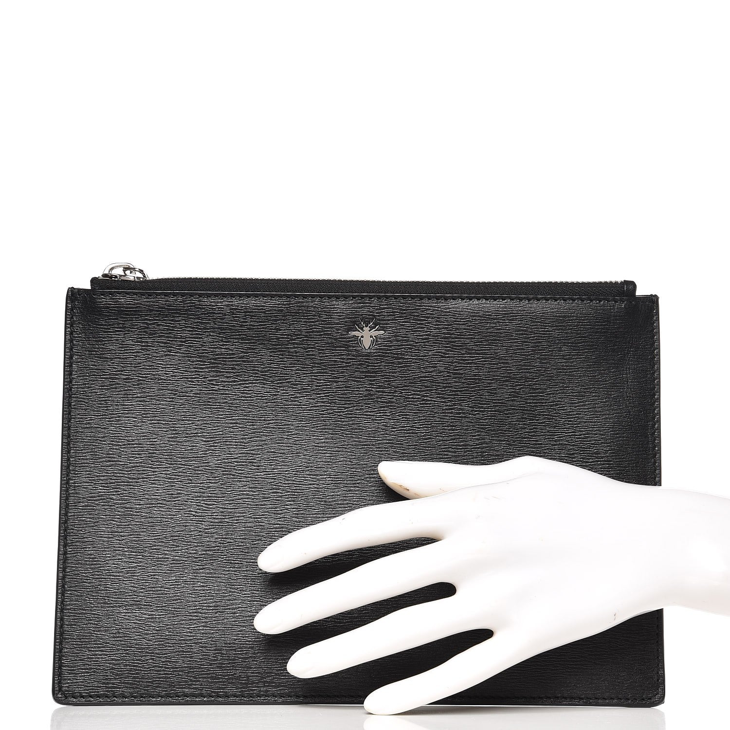 Christian Dior HOMME Cork Calfskin Bee Pouch Black 2 of 7