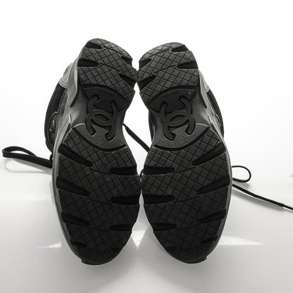 Chanel Suede Calfskin CC Sneakers 36 Black 5 of 8
