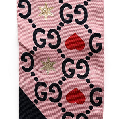 Gucci Silk Twill Big Dimmy Neck Bow Scarf Pink Blue 3 of 3