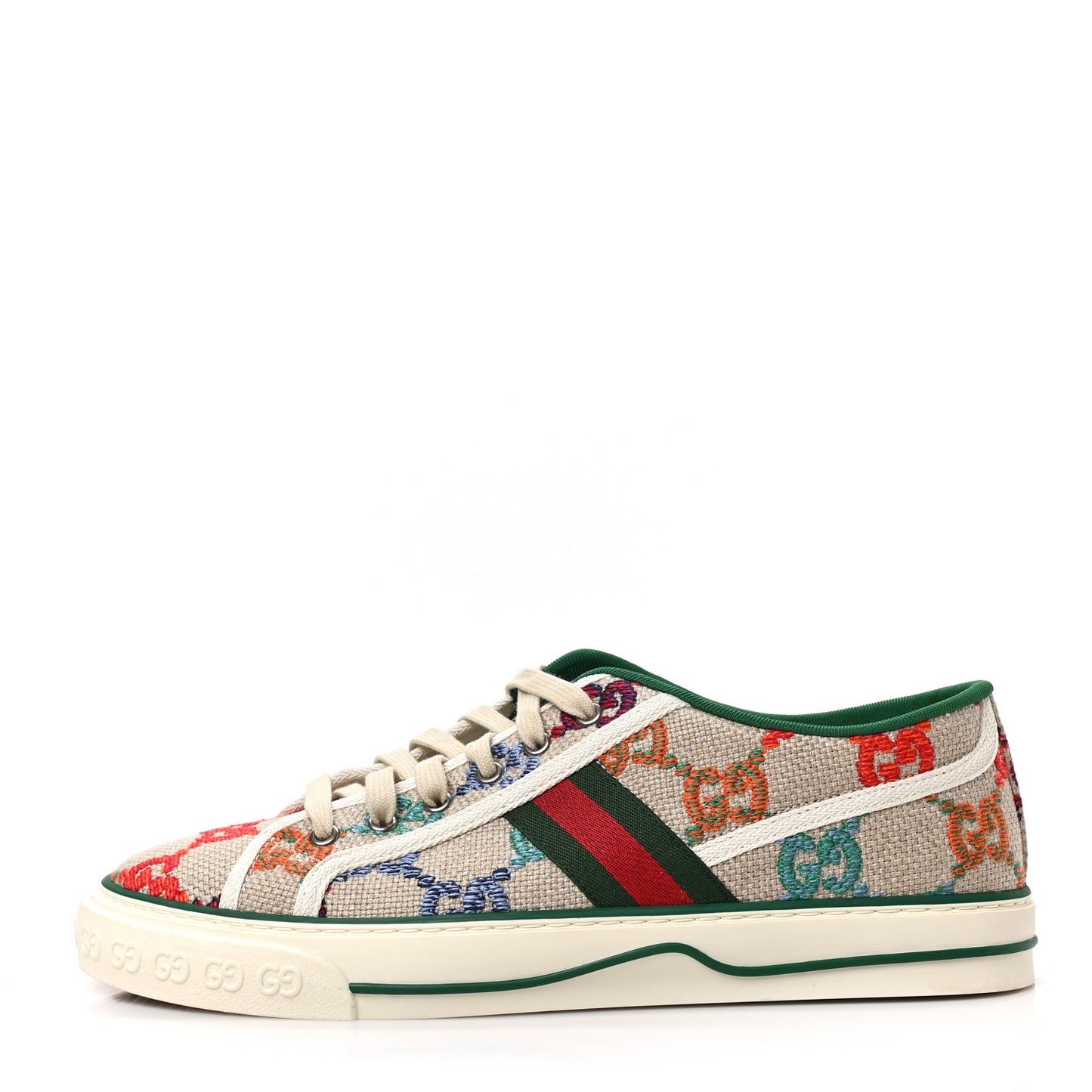 Linen Psychedelic Mini GG Monogram Men's 1977 Tennis Sneakers 9 Multicolor Mystic White