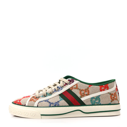 Gucci Linen Psychedelic Mini GG Monogram Men's 1977 Tennis Sneakers 9 Multicolor Mystic White 1 of 8