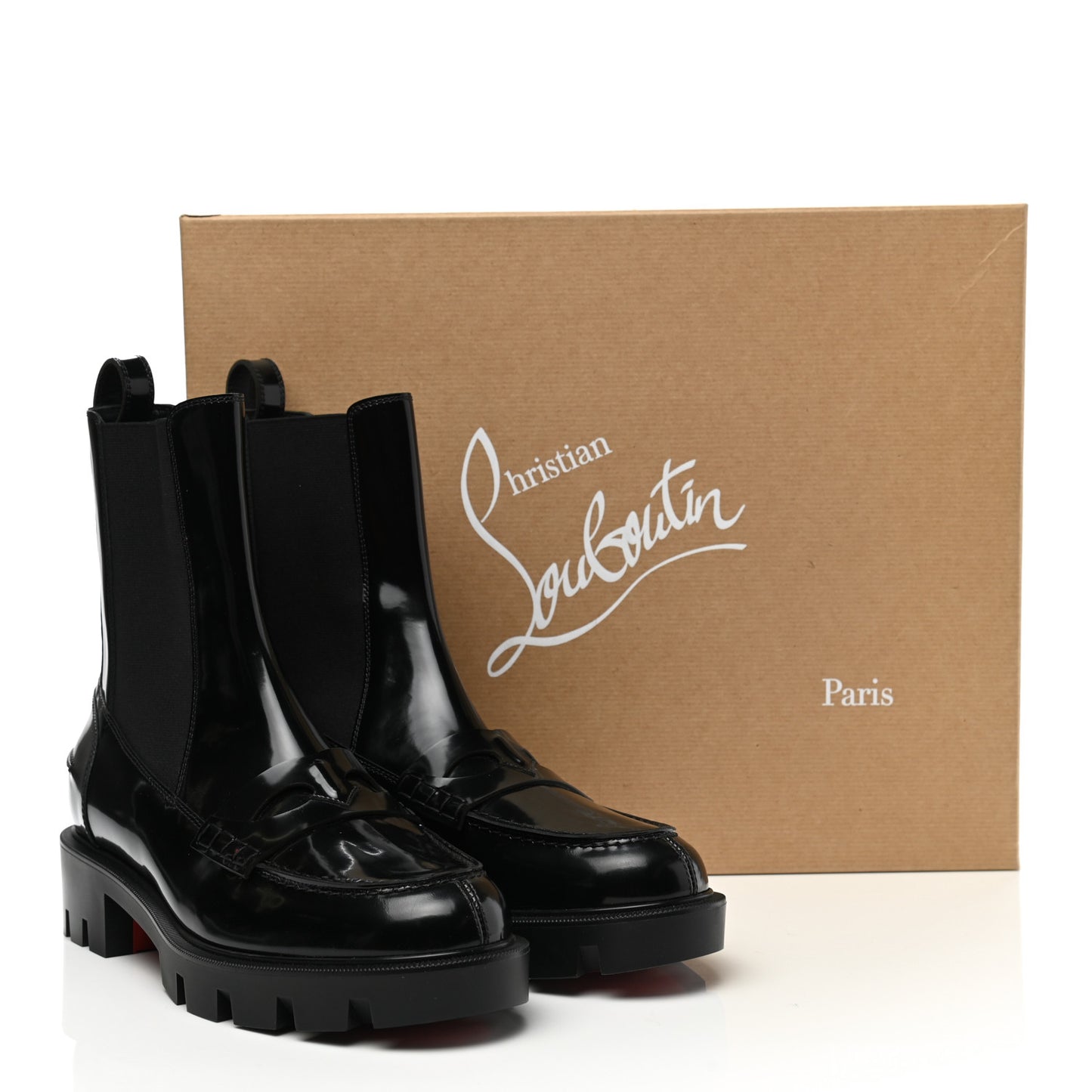 Patent Montezu Lug Chelsea Boots 38.5 Black