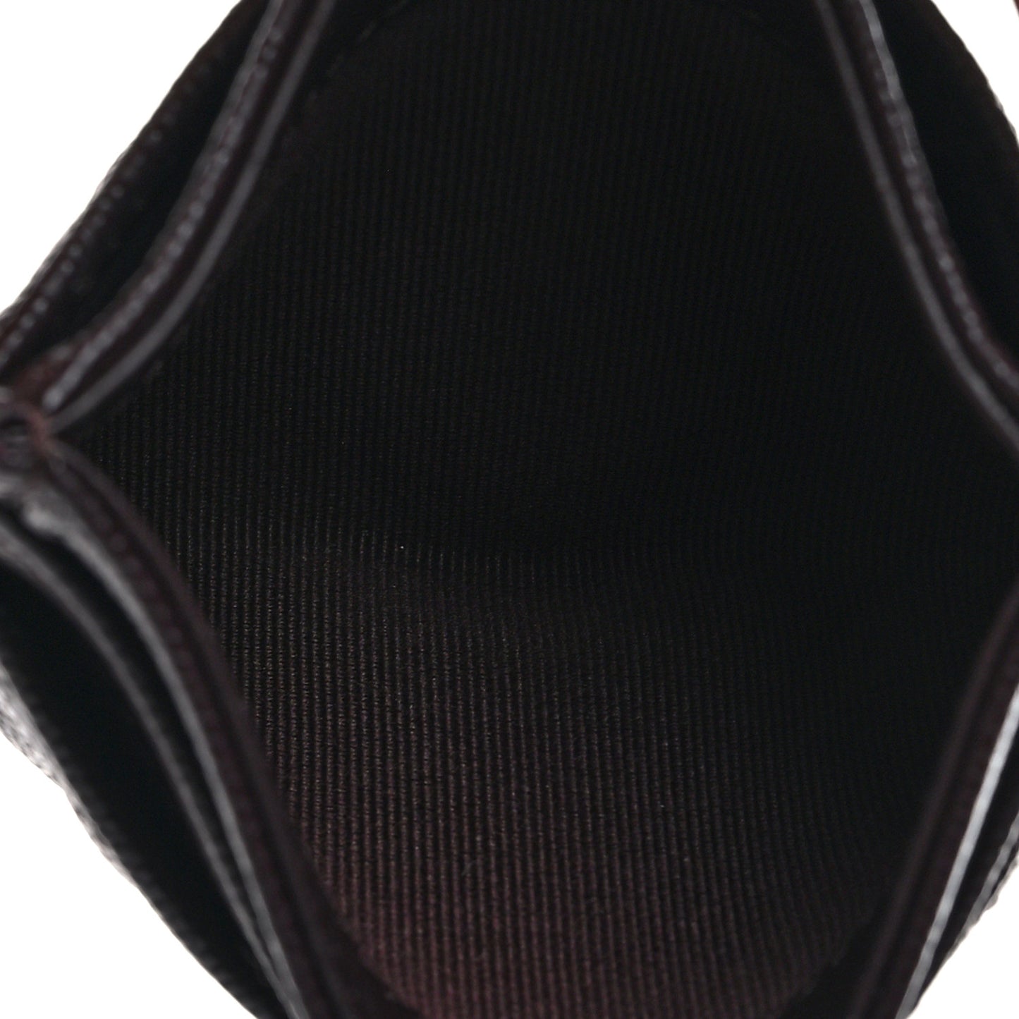 Caviar Quilted Card Holder Dark Brown