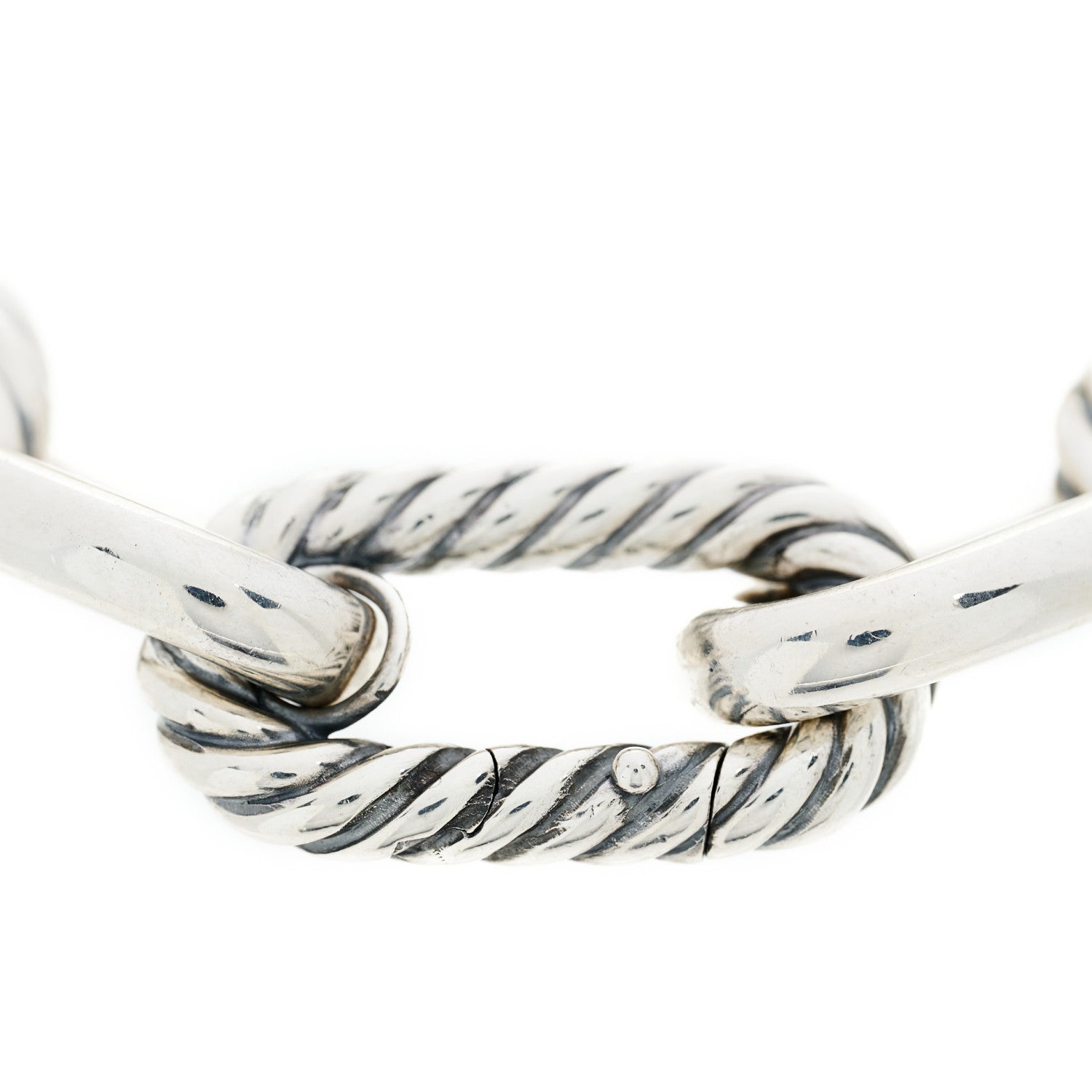 David Yurman Sterling Silver 18K Yellow Gold 13.5mm Large Madison Cable Link Bracelet 3 of 5