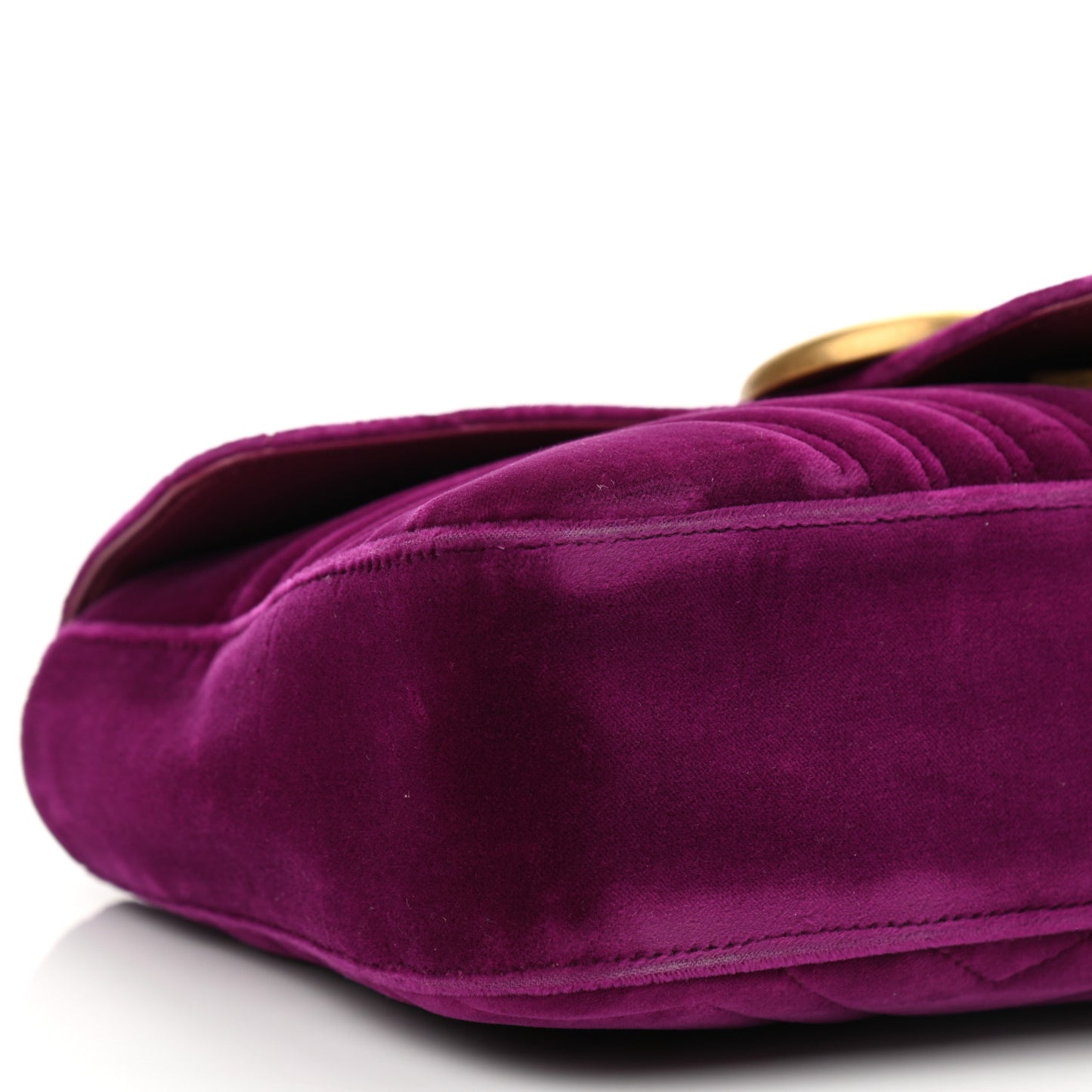 Velvet Matelasse Medium GG Marmont Shoulder Bag Fuchsia Violet Cyclamen