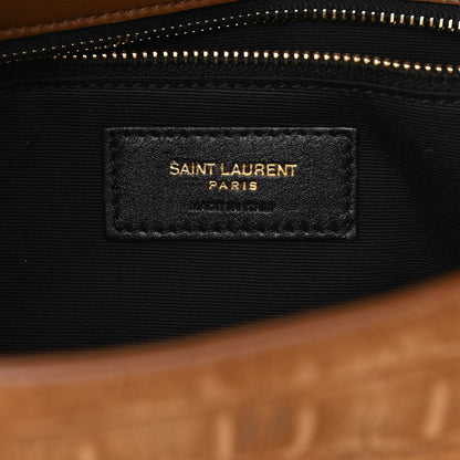 Saint Laurent Crocodile Embossed Suede Monogram Tassel Kate 99 Tan 6 of 9