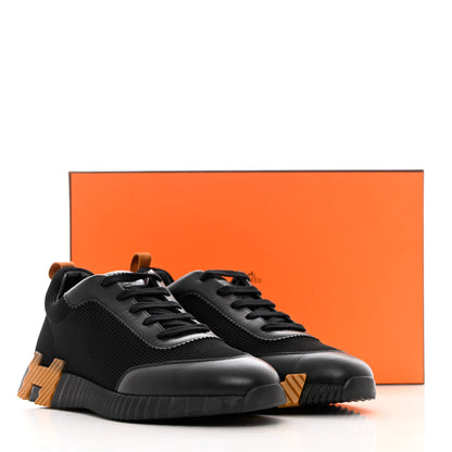 Hermes Technical Canvas Suede Goatskin Bouncing Sneakers 43 Black Miel 12 of 12
