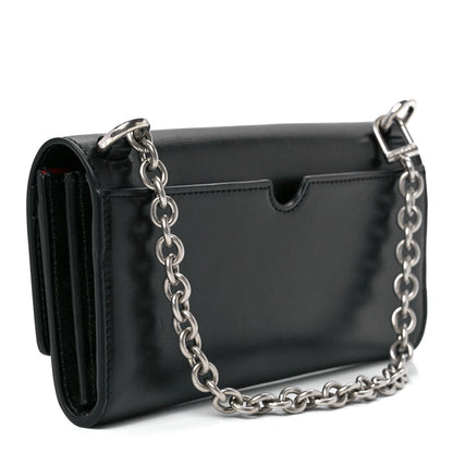 Off-White Calfskin Jitney Logo Flap Wallet On Chain Black 3 of 10