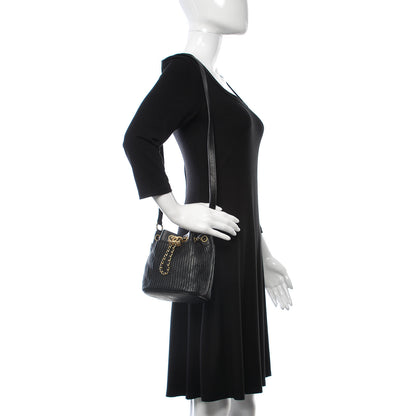 Chanel Iridescent Crumpled Calfskin Coco Pleats Small Drawstring Bag Black 2 of 9