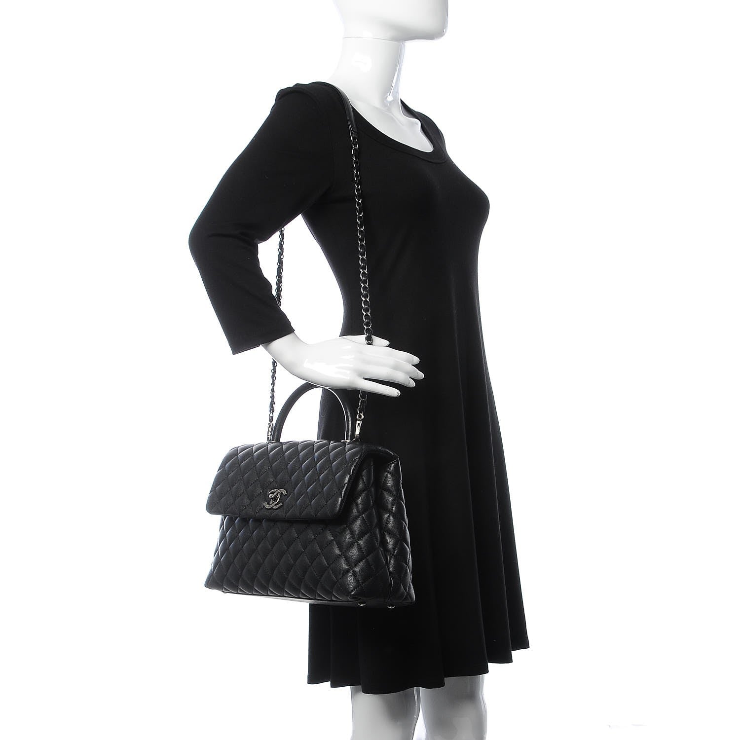 Chanel Caviar Quilted Medium Coco Handle Flap Black 2 of 8