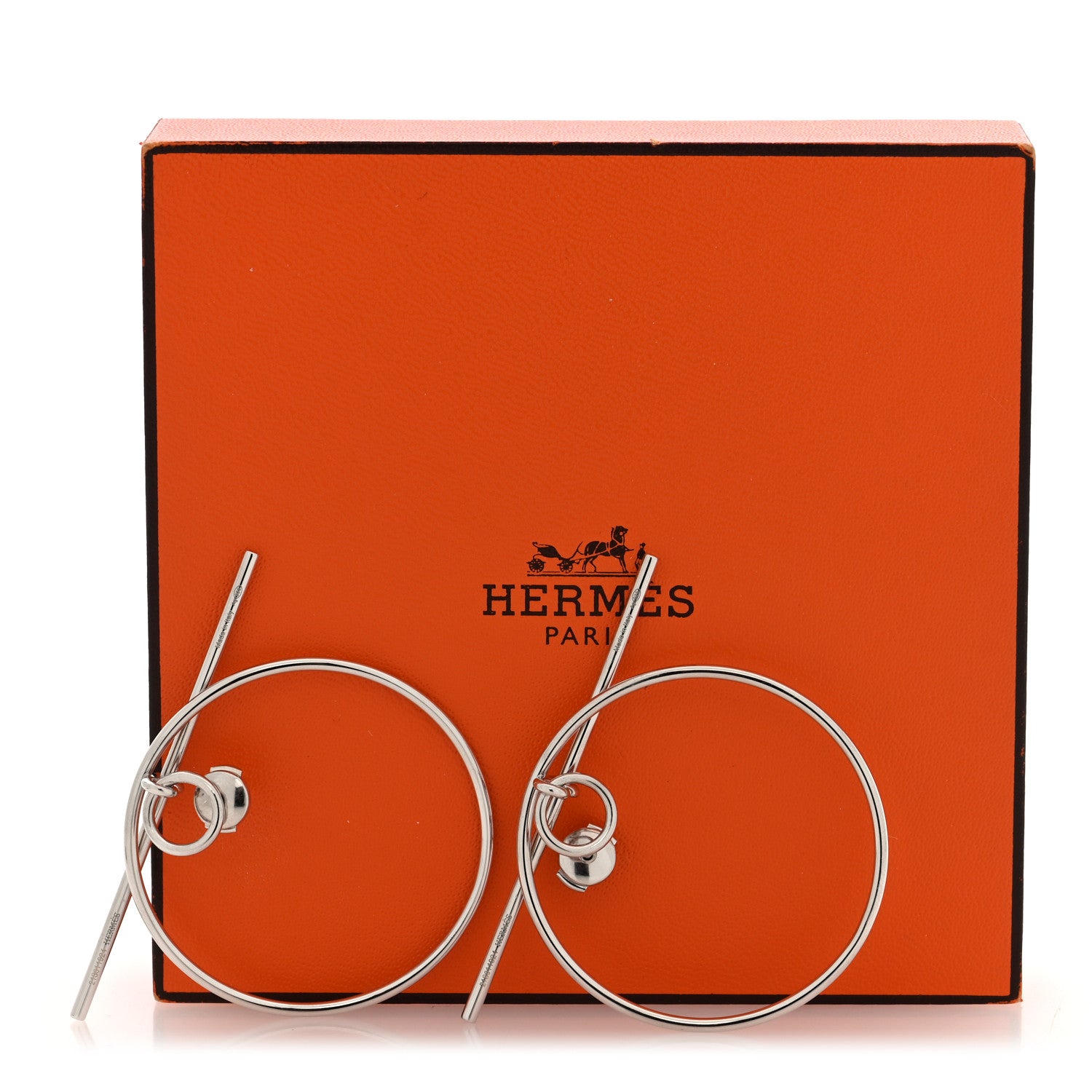 Hermes Sterling Silver MM Loop Earrings 5 of 5