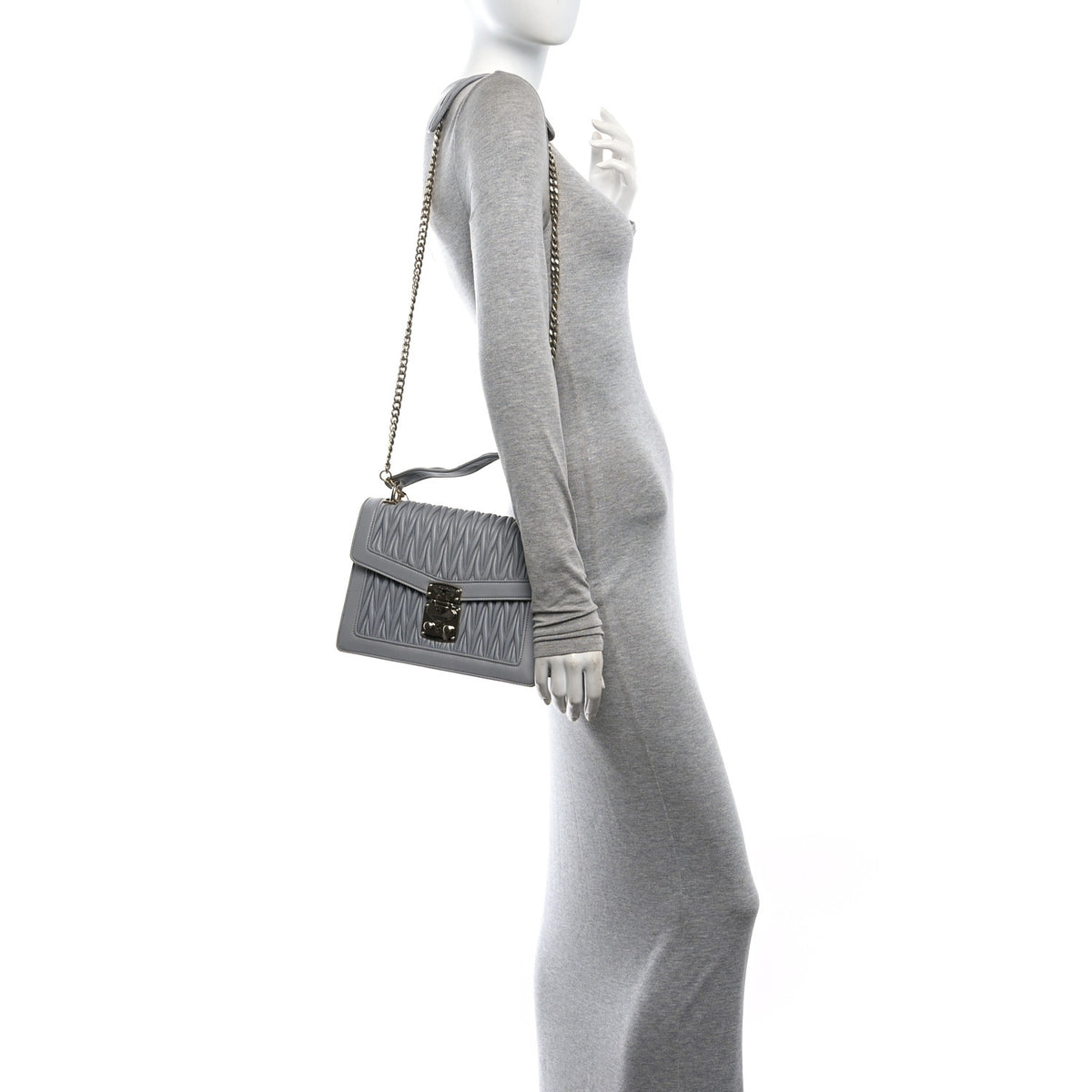 Miu Miu Nappa Confidential Matelasse Top Handle Nube 2 of 10