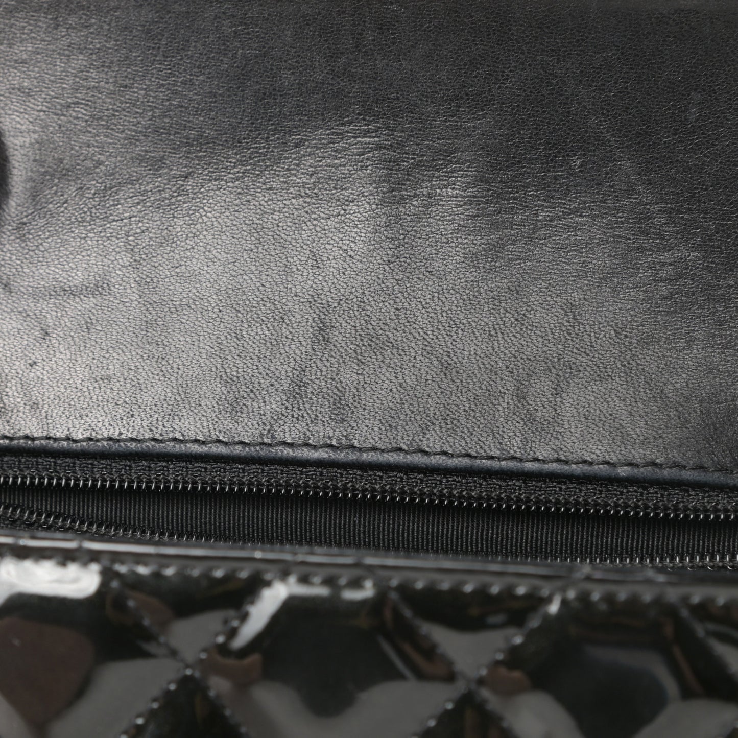 Patent Calfskin Sparkle Quilted Mini Square Flap Black