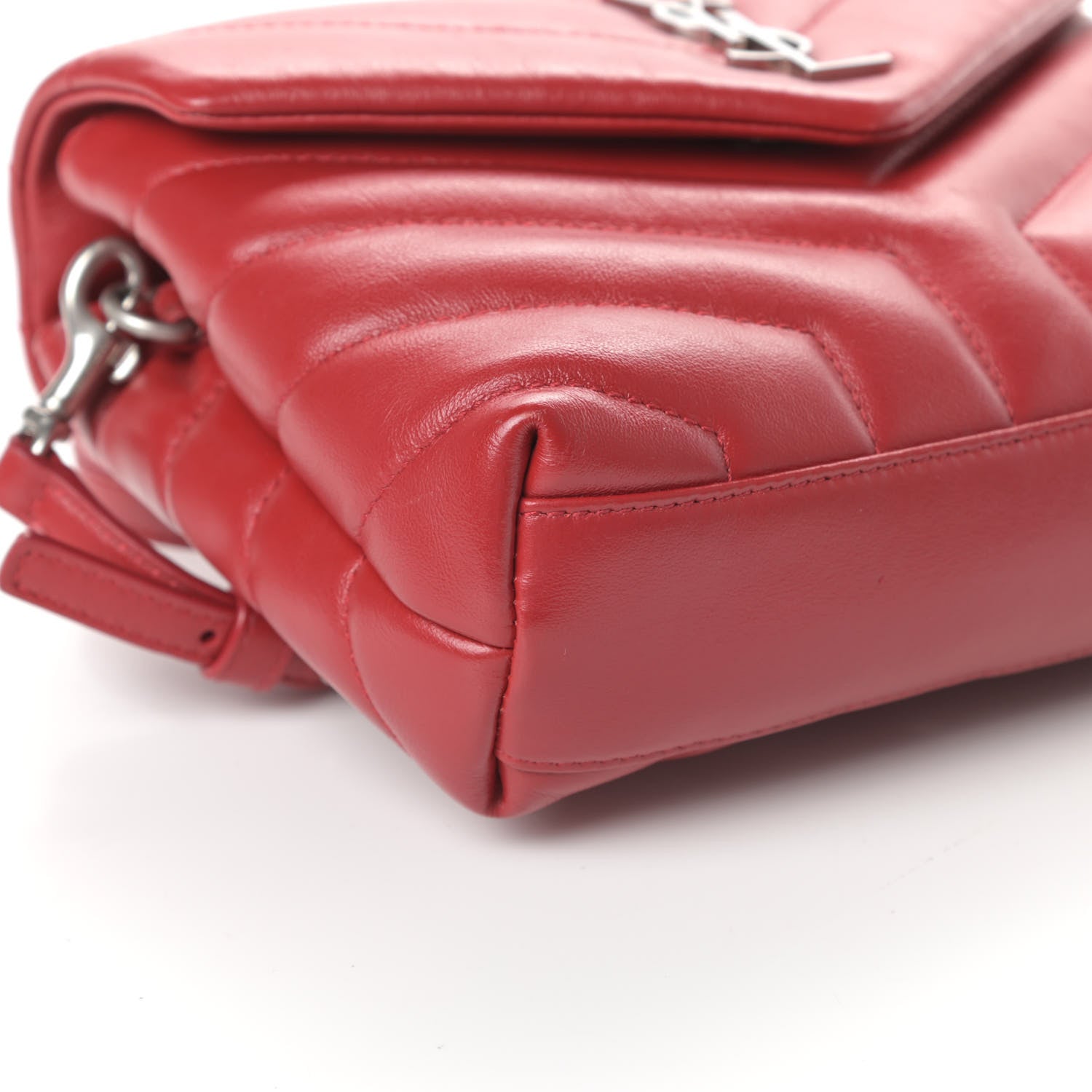 Saint Laurent Calfskin Y Quilted Monogram Toy Loulou Crossbody Bag Rouge Eros 9 of 10