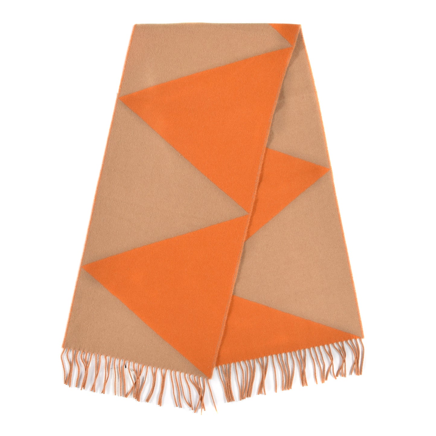 Cashmere Casaque Zig Zag Muffler Camel Mandarine