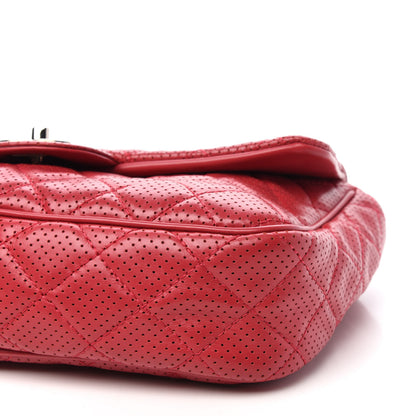 Chanel Lambskin Perforated Jumbo Punch Flap Red 7 of 11
